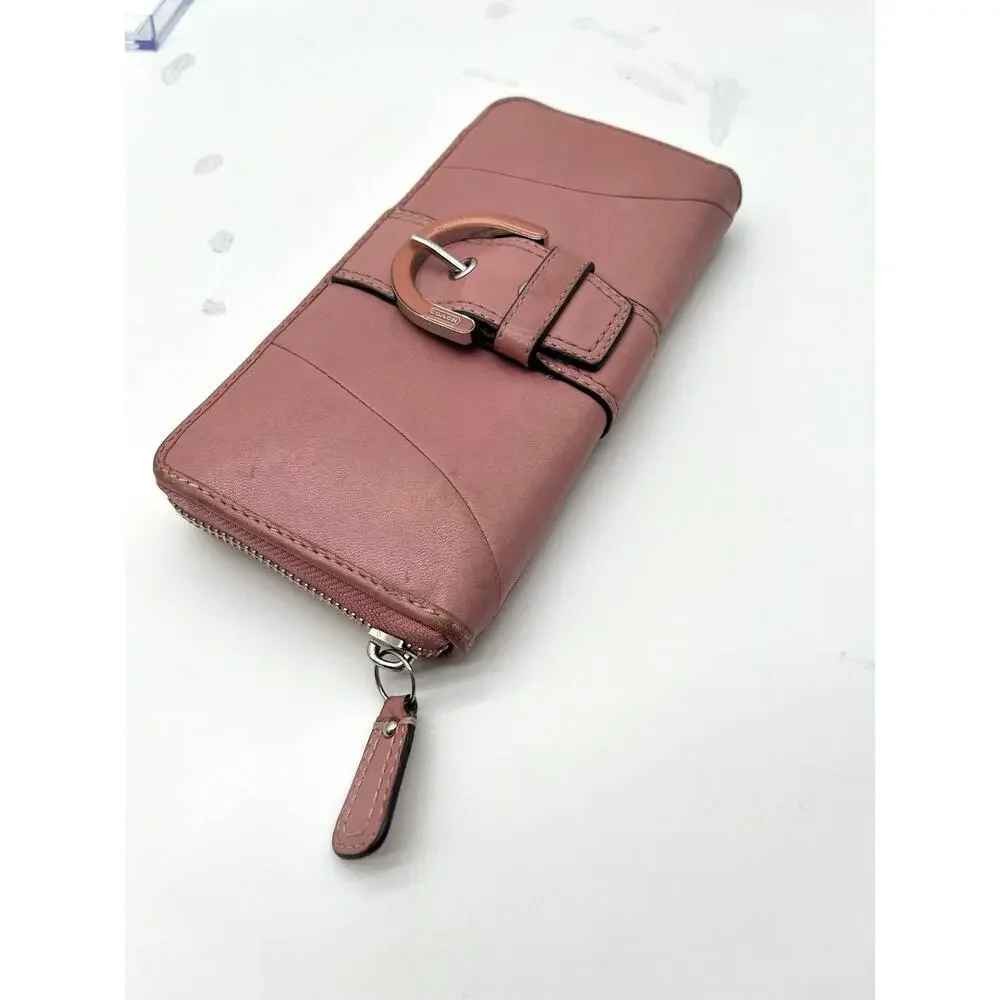 COACH SOHO Buckle Y2K Vintage Wallet, Leather Dusty Rose Pink
